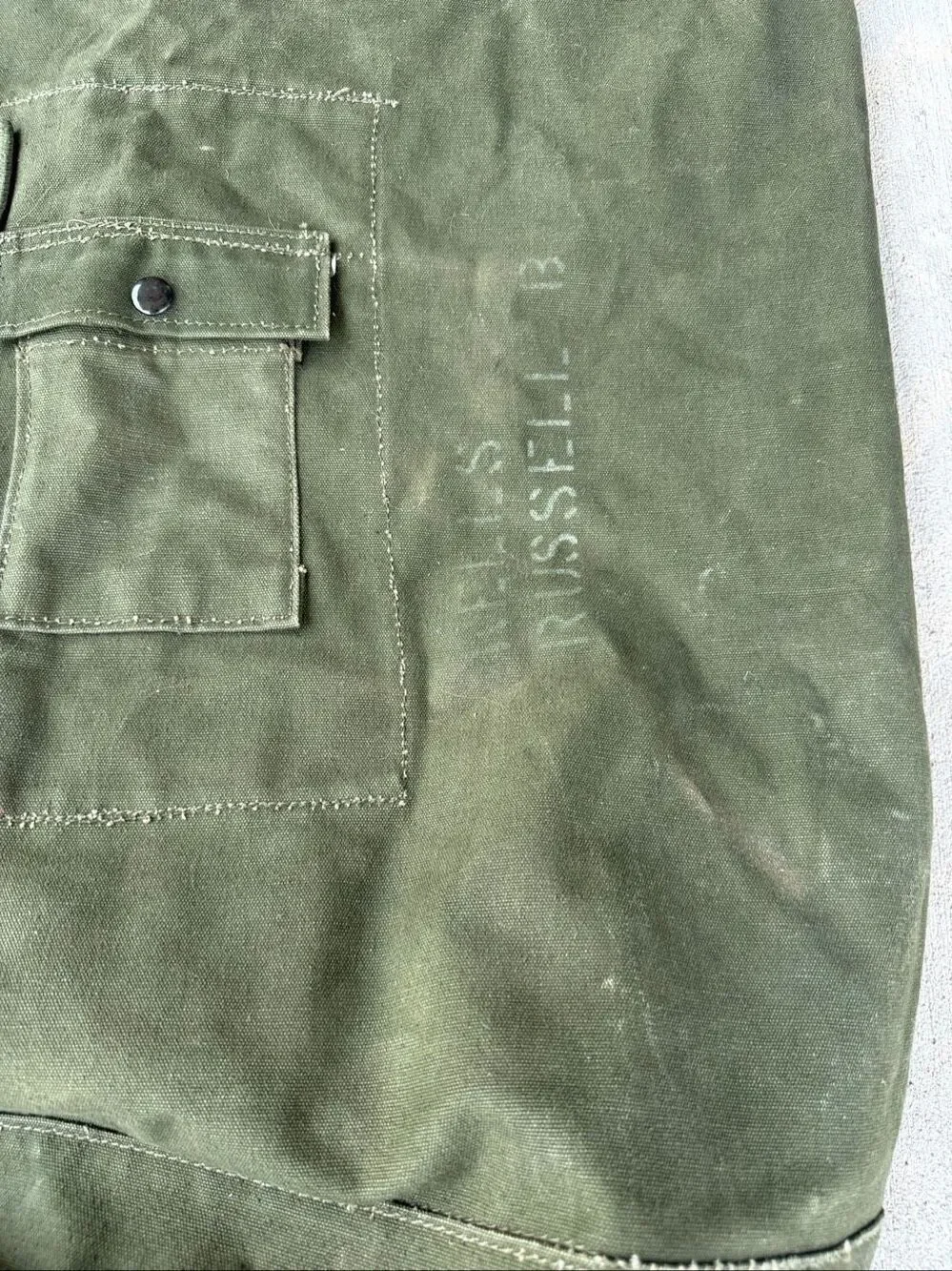 Vintage US Military Canvas Duffel Bag Top Load Army Surplus Olive Drab OD